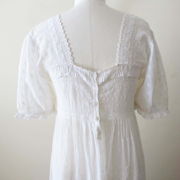DÔEN Colline Dress Small White Voile Cotton Romantic Maxi Dress Lace Embroidered - Picture 5 of 9